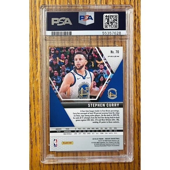 2019 Panini Mosaic Stephen Curry Red Wave PSA 10 Gem Mint Warriors #70 - Picture 2 of 2